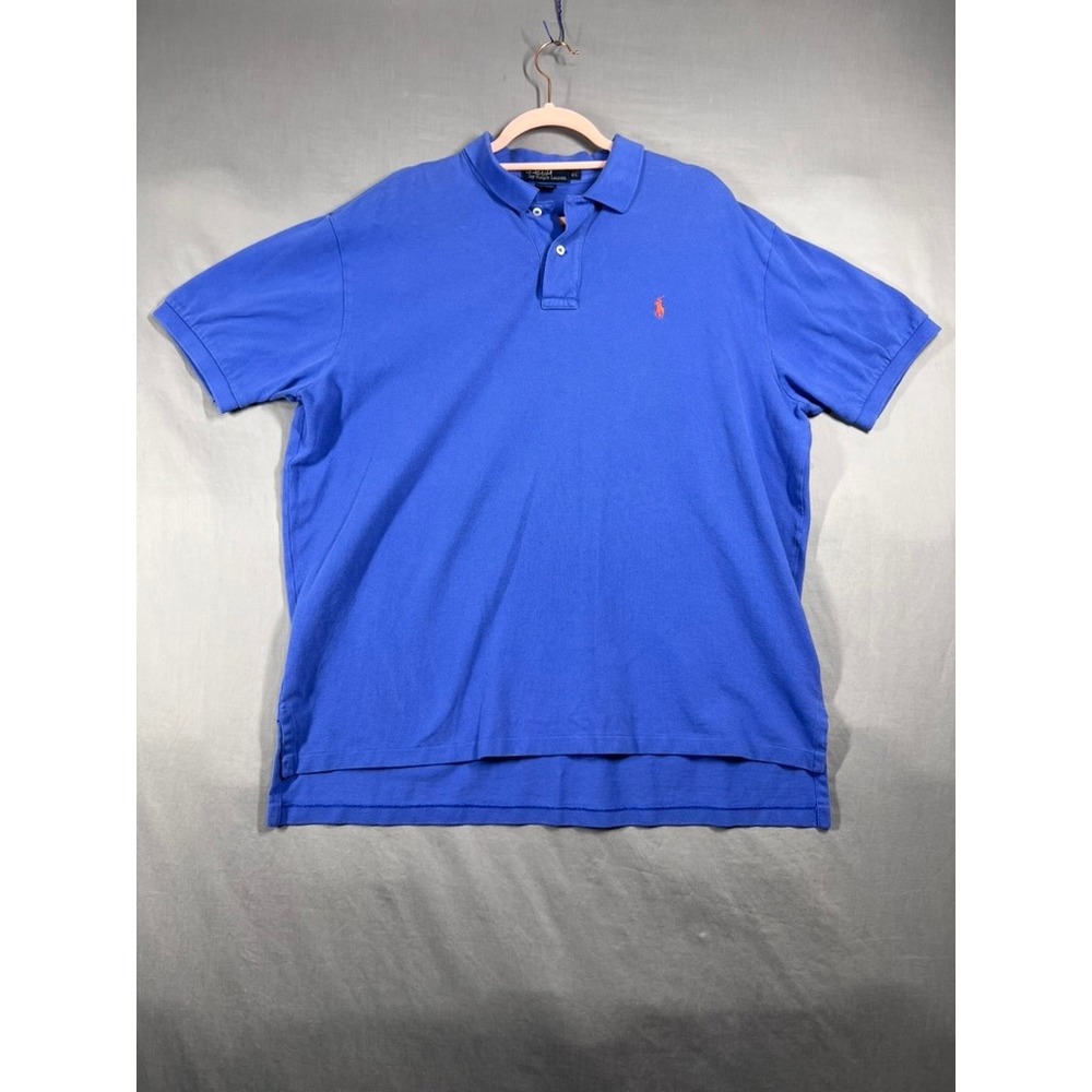 Polo Ralph Lauren Mens XL Blue Cotton Pique Short Sleeve Pony Logo Polo Shirt